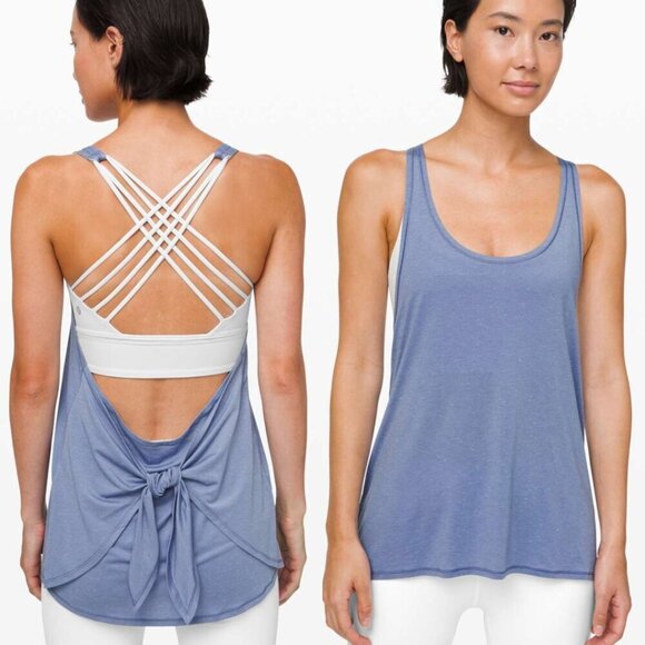 lululemon athletica Tops - Lululemon Tied in Energy 2-in-1 Tank Top Tempest Blue Almost Blue Size 4